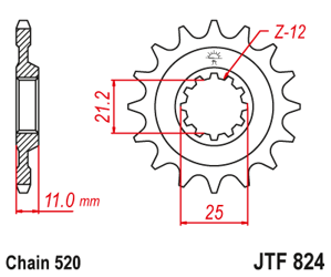 Zębatka przednia JTF824-13SC 13 zębów, rozmiar 520 Husqvarna