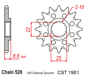 Zębatka przednia SUPERSPROX CST1901-13 zębów, rozmiar 520 KTM Betamotor Husaberg Husqvarna