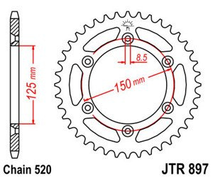 Zębatka tylna JT JTR897-52 zęby, rozmiar 520 KTM Husaberg Husqvarna