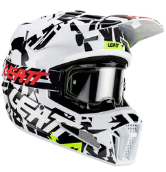 Kask + gogle LEATT Kit Moto 3.5 V23 Zebra