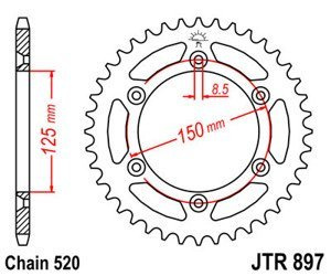 Zębatka tylna JT JTR897-51 zębów, rozmiar 520 KTM Husqvarna