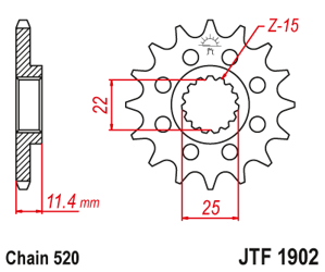 Zębatka przednia JTF1902-17 17 zębów, rozmiar 520 KTM