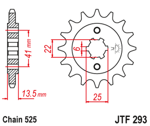 Zębatka przednia JTF293-15 15 zębów, rozmiar 525 Honda