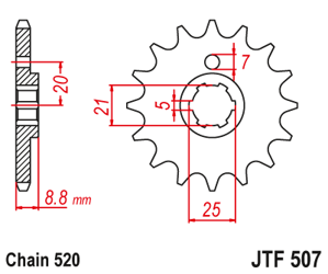 Zębatka przednia JTF507-13 13 zębów, rozmiar 520 Husqvarna Kawasaki