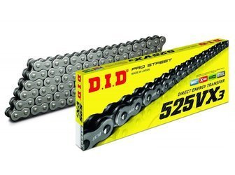 Łańcuch napędowy DID 525VX3 108 ogniw otwarty z zapinką klipsem