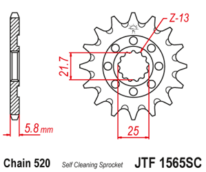 Zębatka przednia JTF1565-13SC 13 zębów, rozmiar 520 Kawasaki