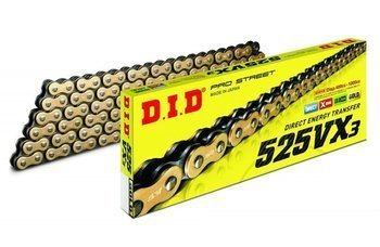 Łańcuch napędowy DID 525VX3 złoty 112 ogniw otwarty z zakuwką