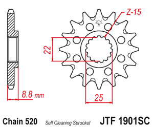 Zębatka przednia JTF1901-14 SC 14 zębów, rozmiar 520 KTM Betamotor Husaberg Husqvarna