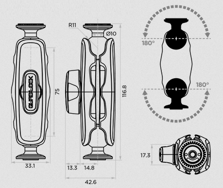 Ramię QUADLOCK 360 Arm - Dual Pivot Medium (75mm)