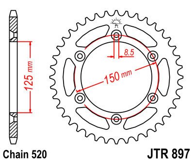 Zębatka tylna JT JTR897-52 zęby, rozmiar 520 KTM Husaberg Husqvarna