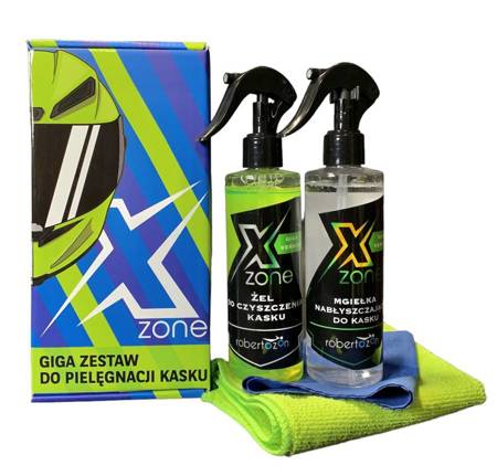 Zestaw do pielęgnacji kasku Xzone GIGA – Turbo Gel + Turbo Shine + 2 x ściereczka